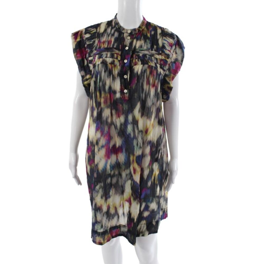 Marant Etoile Womens Shirt Dress Multicolor Tie Dye Cotton Size 38